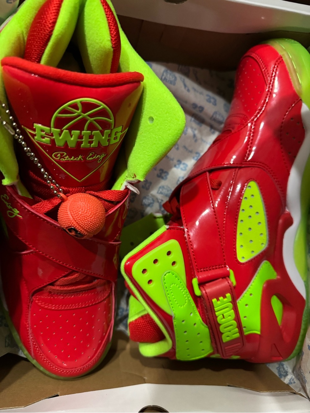 Patrick Ewing I ❤️ NY Rogue High-Top Sneakers - Red & Neon Green